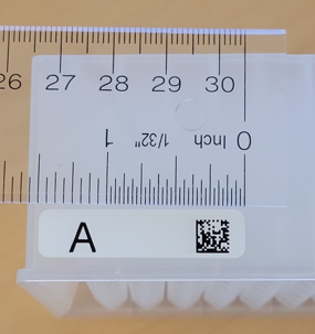 Barcode A placed in the lower-left corner of the plate