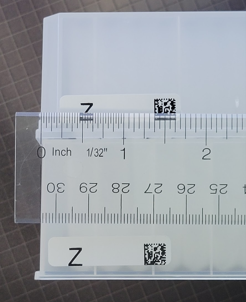 Barcode Z placed in the lower-left corner of the plate