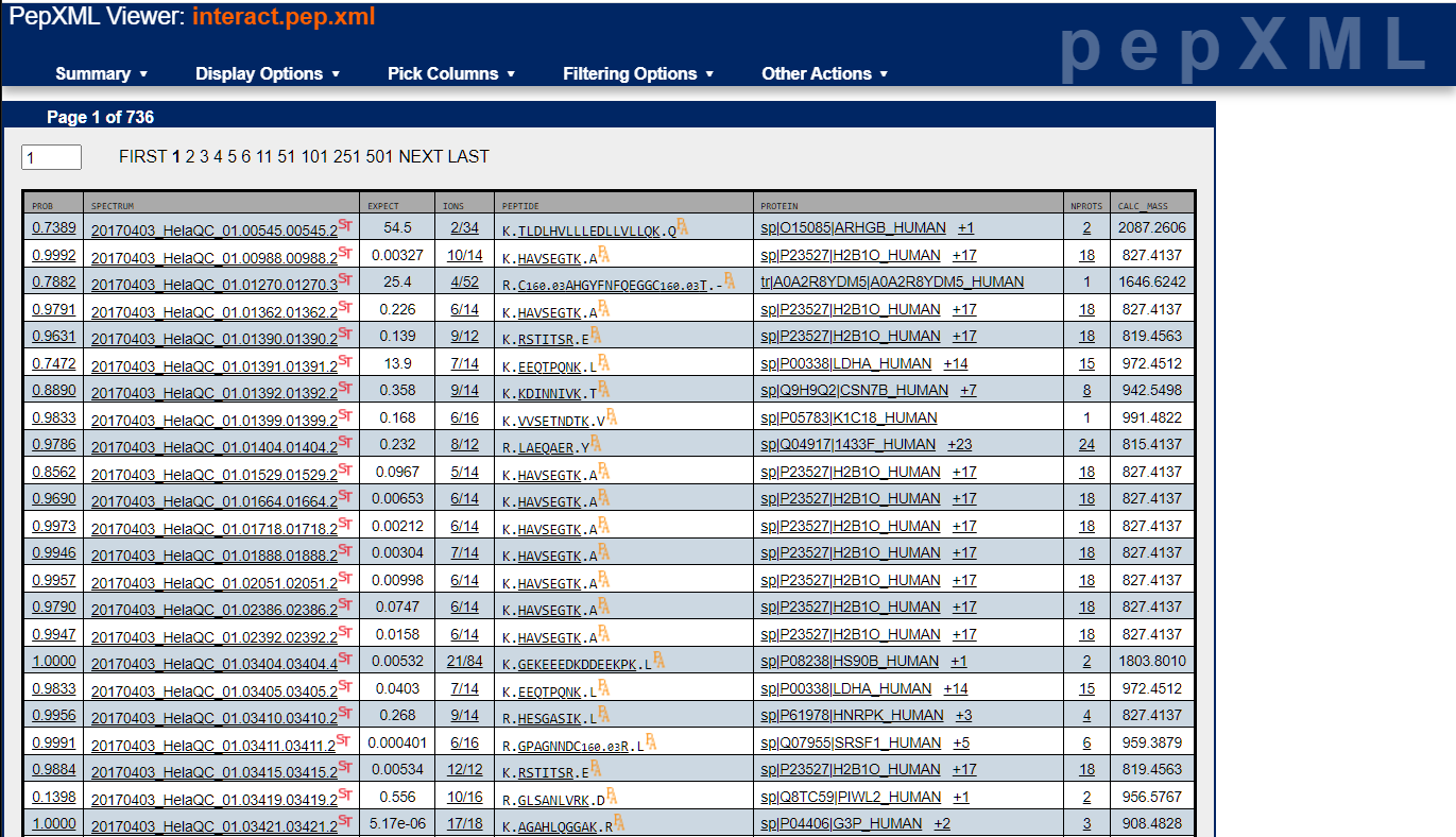 pepXML page